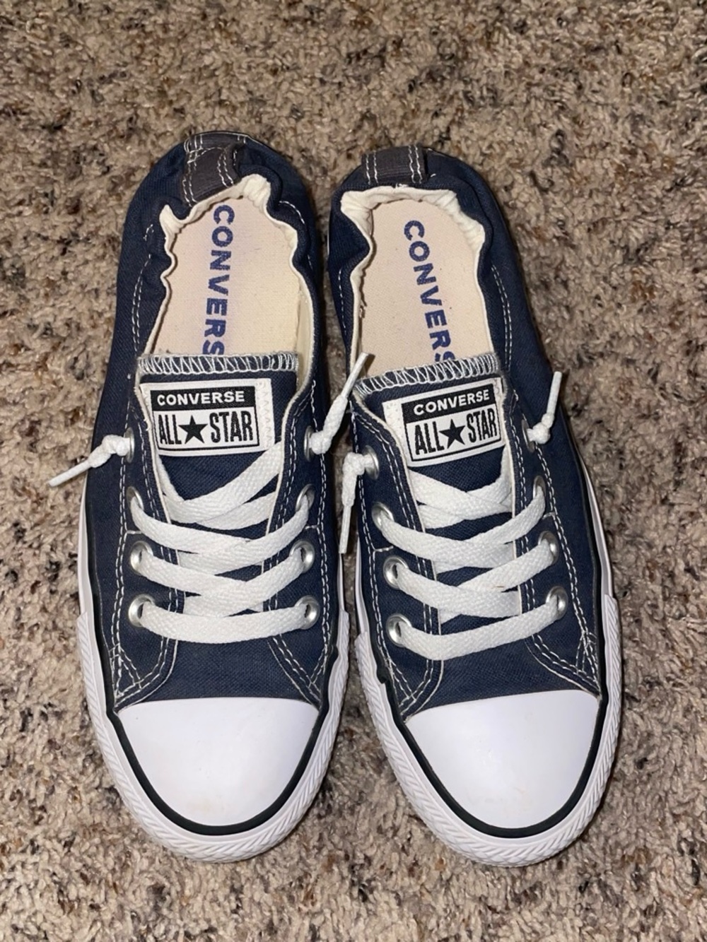 Converse women’s Navy and White Low-Top Sneakers - Picture 2 of 2